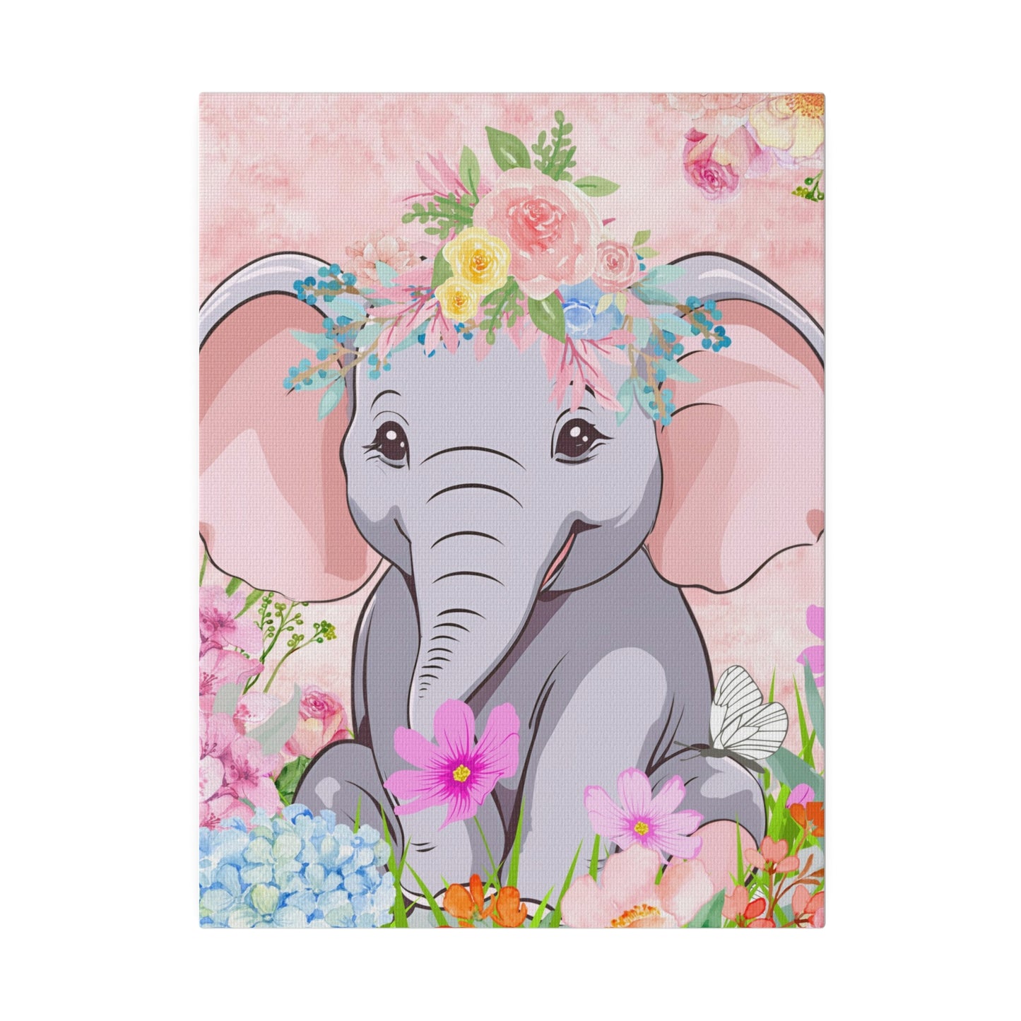 Happy  Elephant Matte Canvas, Stretched, 0.75"