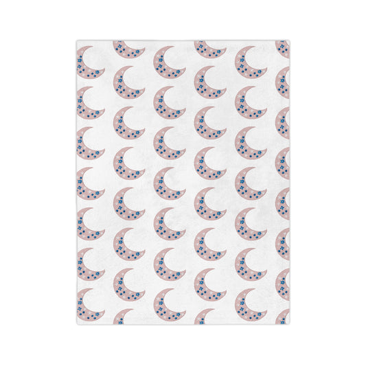 Pink Moon Velveteen Minky Blanket