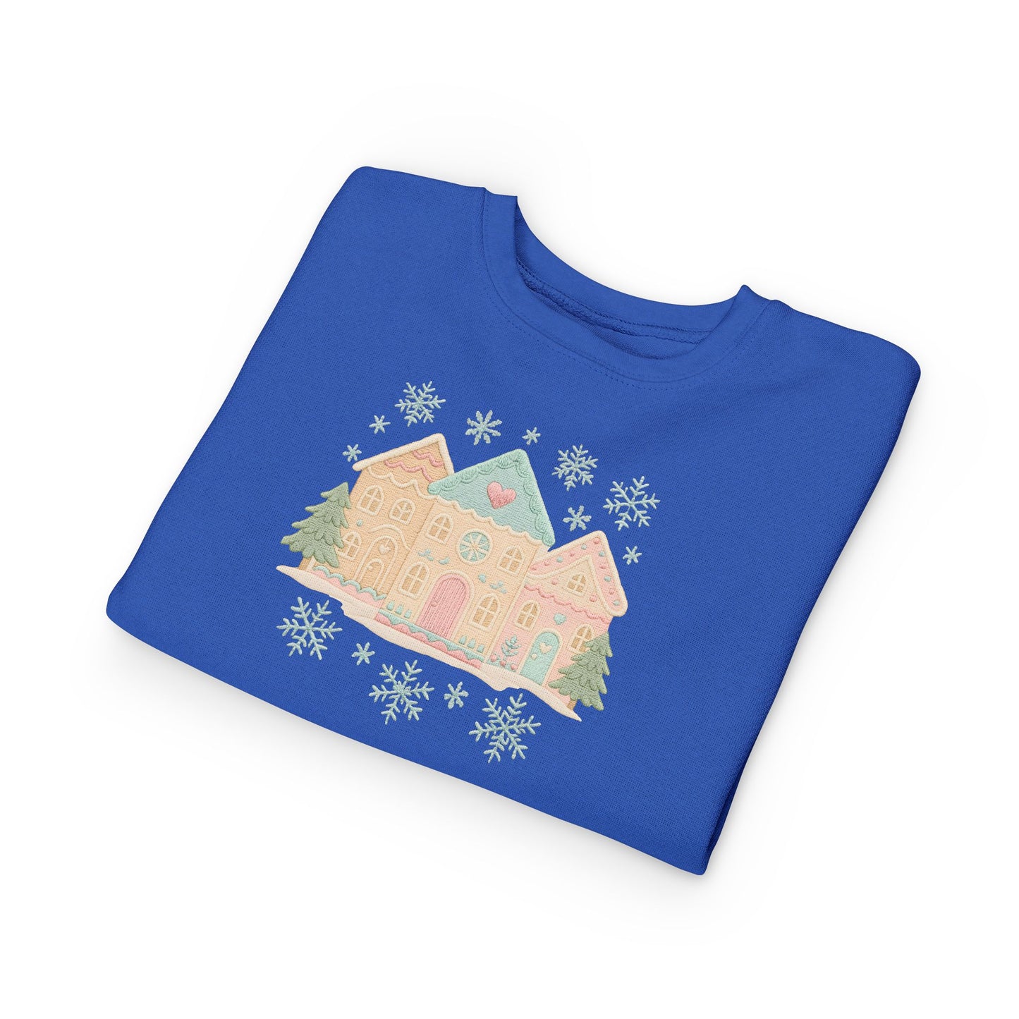 Toddler Sweatshirt — Pastel Holiday Houses Winter Crewneck
