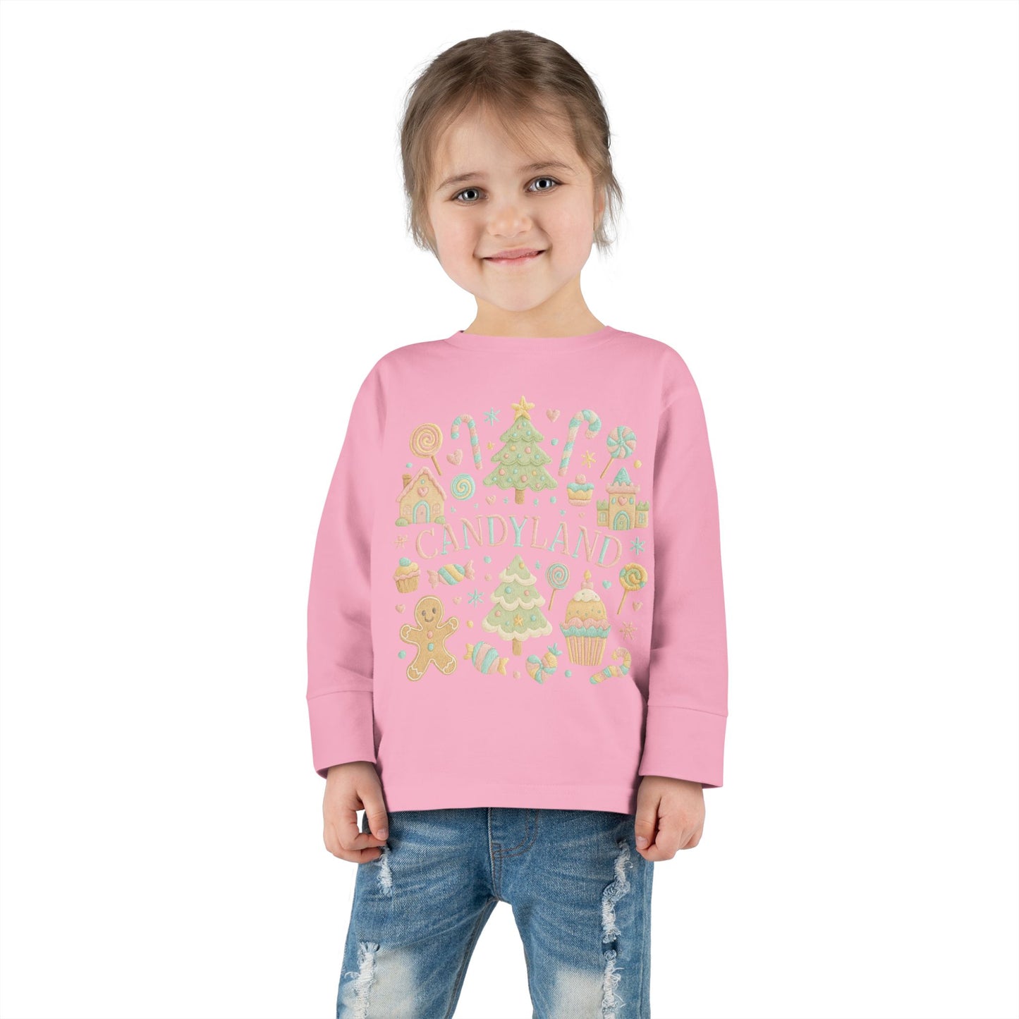 Candyland Toddler Long Sleeve Tee — Christmas Gingerbread Holiday Shirt