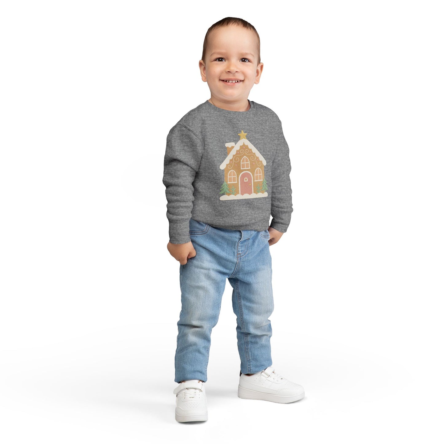 Toddler Sweatshirt - Cute Gingerbread House Christmas Pullover for Kids