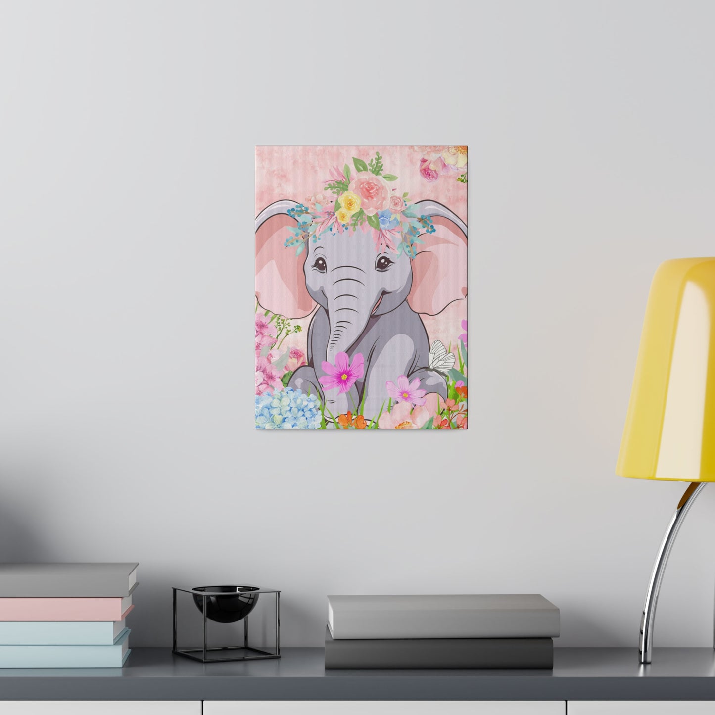 Happy  Elephant Matte Canvas, Stretched, 0.75"