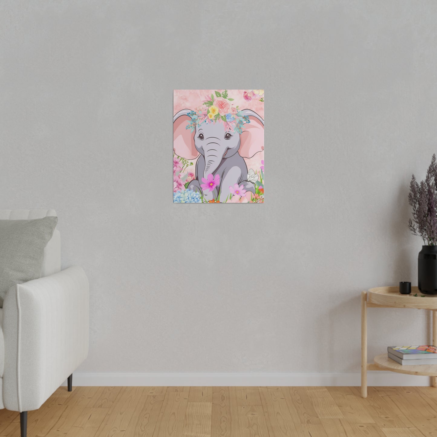 Happy  Elephant Matte Canvas, Stretched, 0.75"