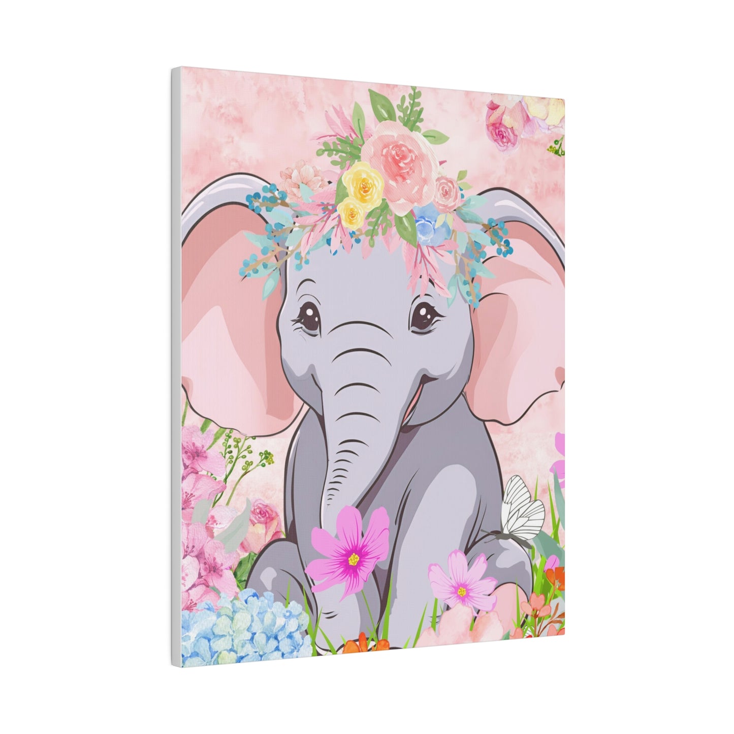 Happy  Elephant Matte Canvas, Stretched, 0.75"