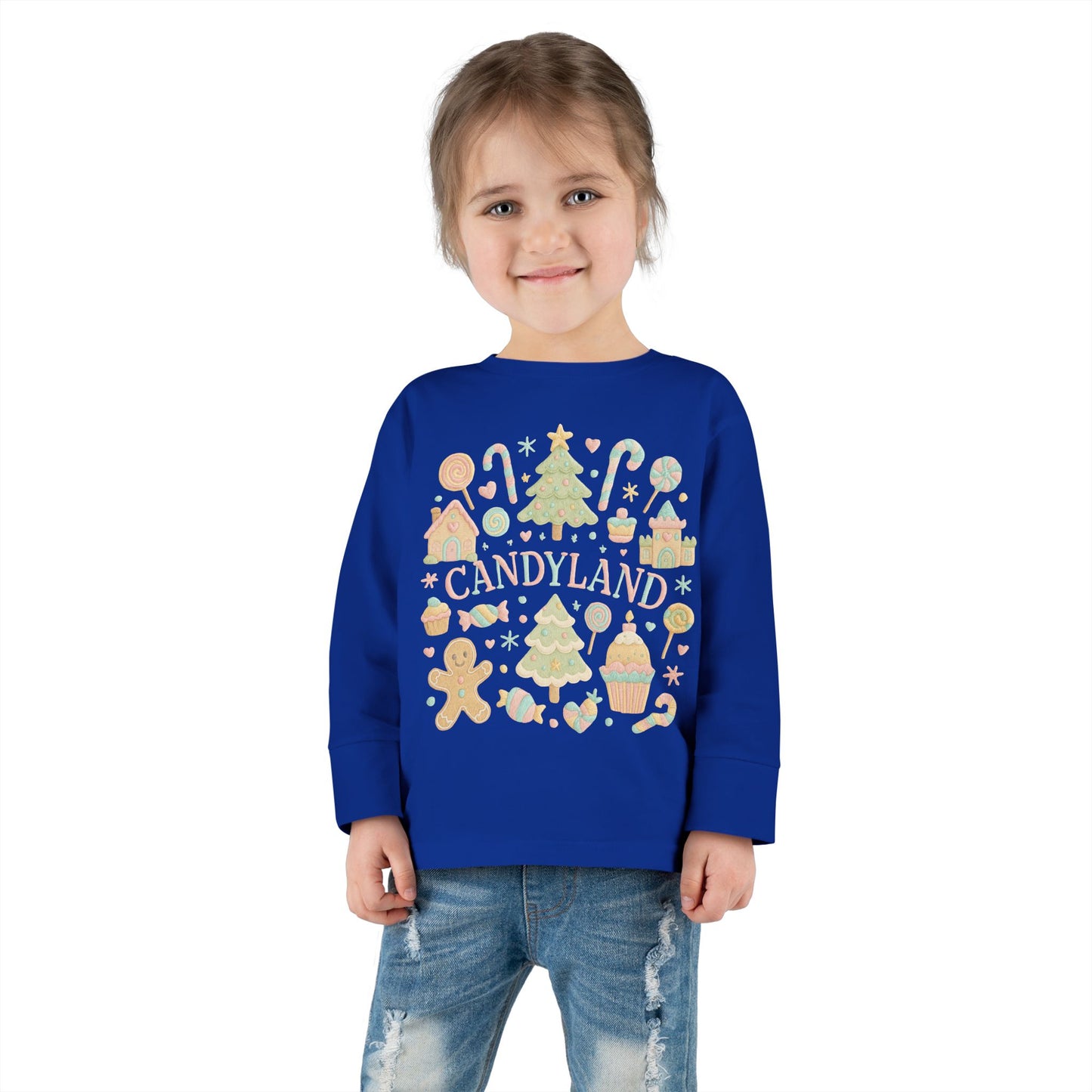 Candyland Toddler Long Sleeve Tee — Christmas Gingerbread Holiday Shirt