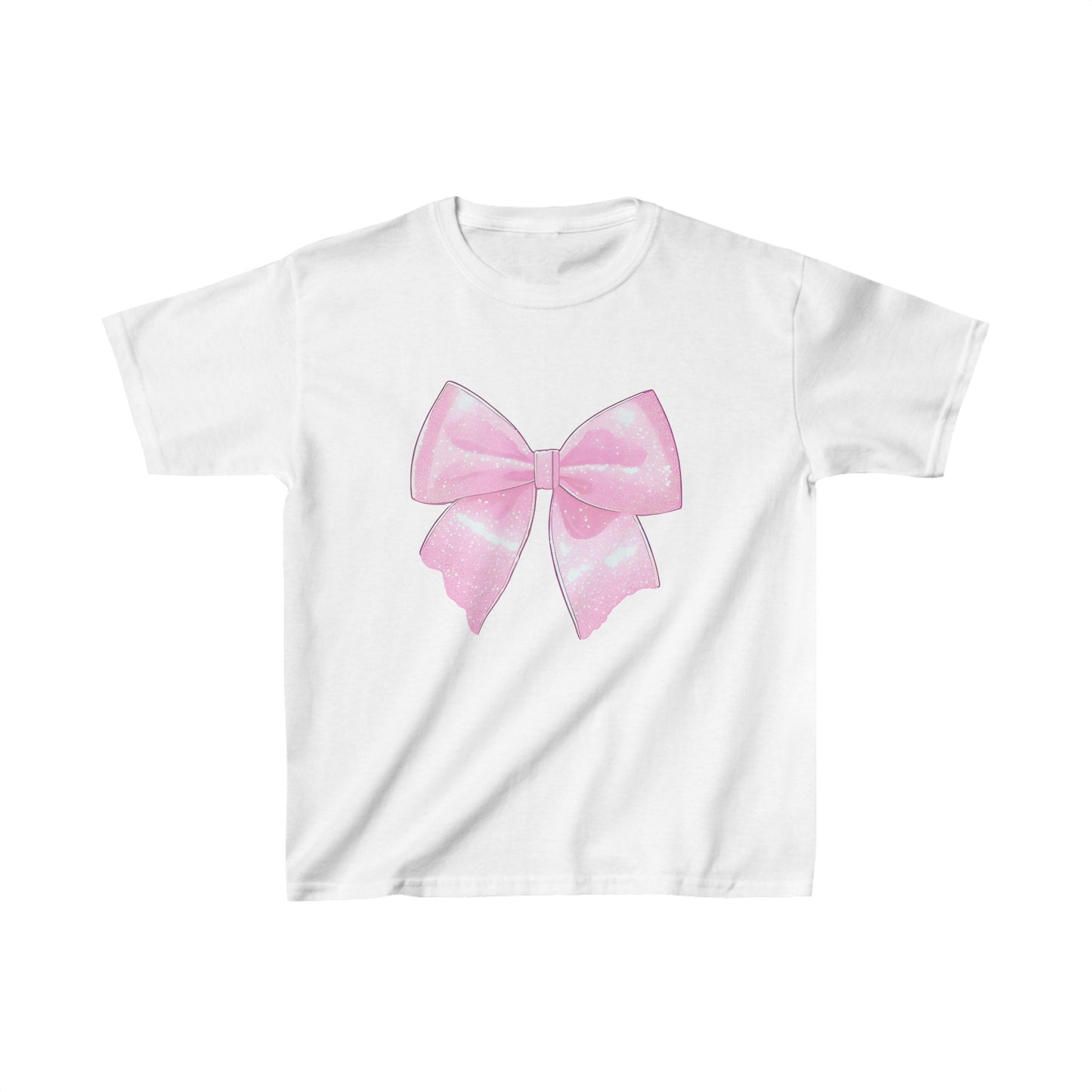 Girl Pink Coquette Bow Design Kids Heavy Cotton Tee