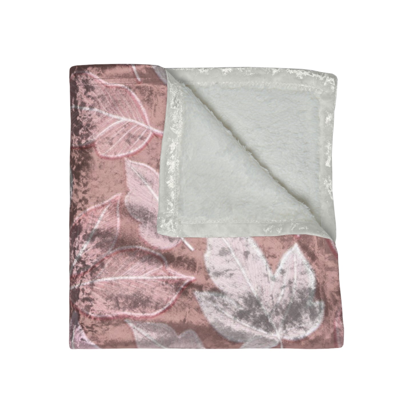 Pink Foliage Crushed Velvet Blanket