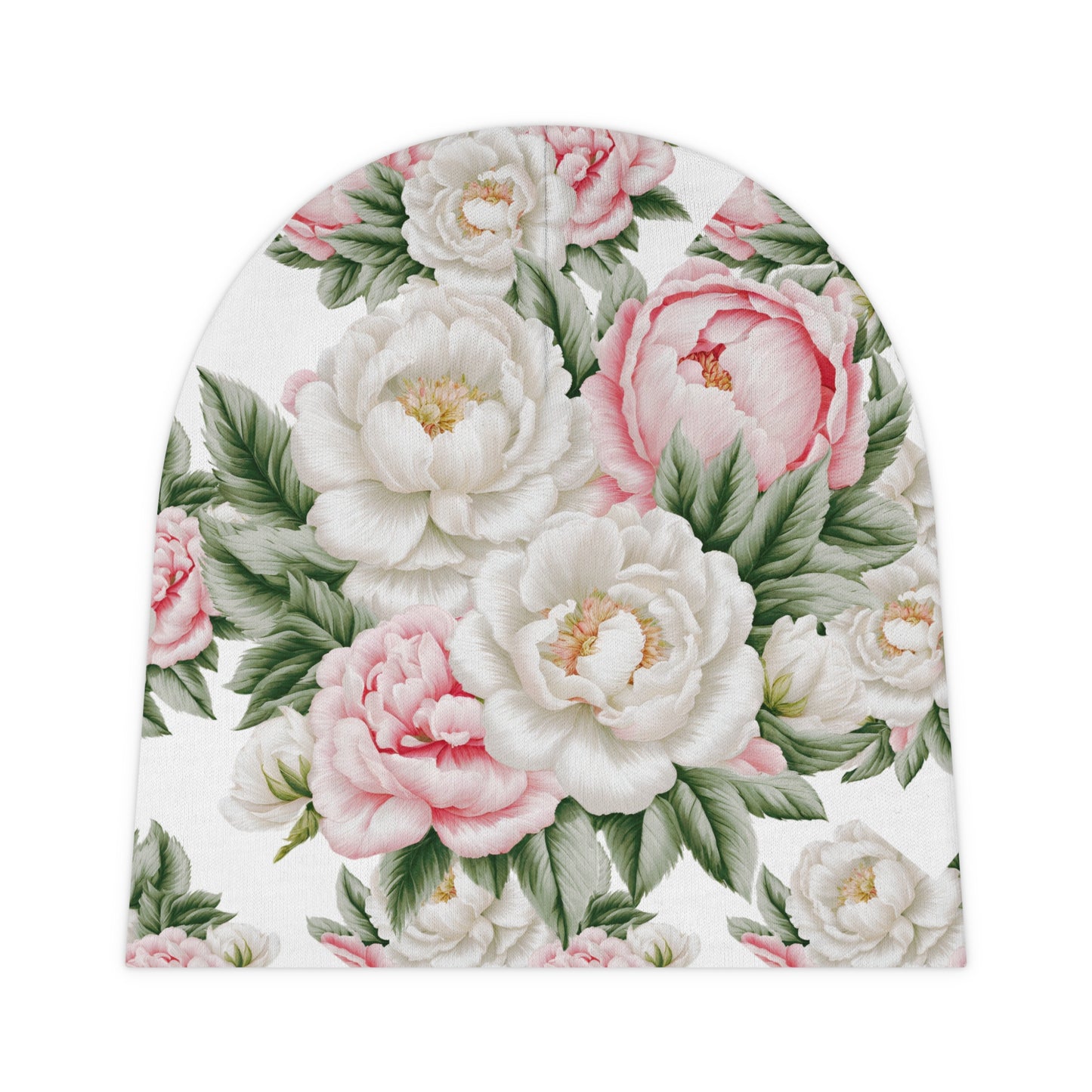 Pink and White Roses Baby Beanie