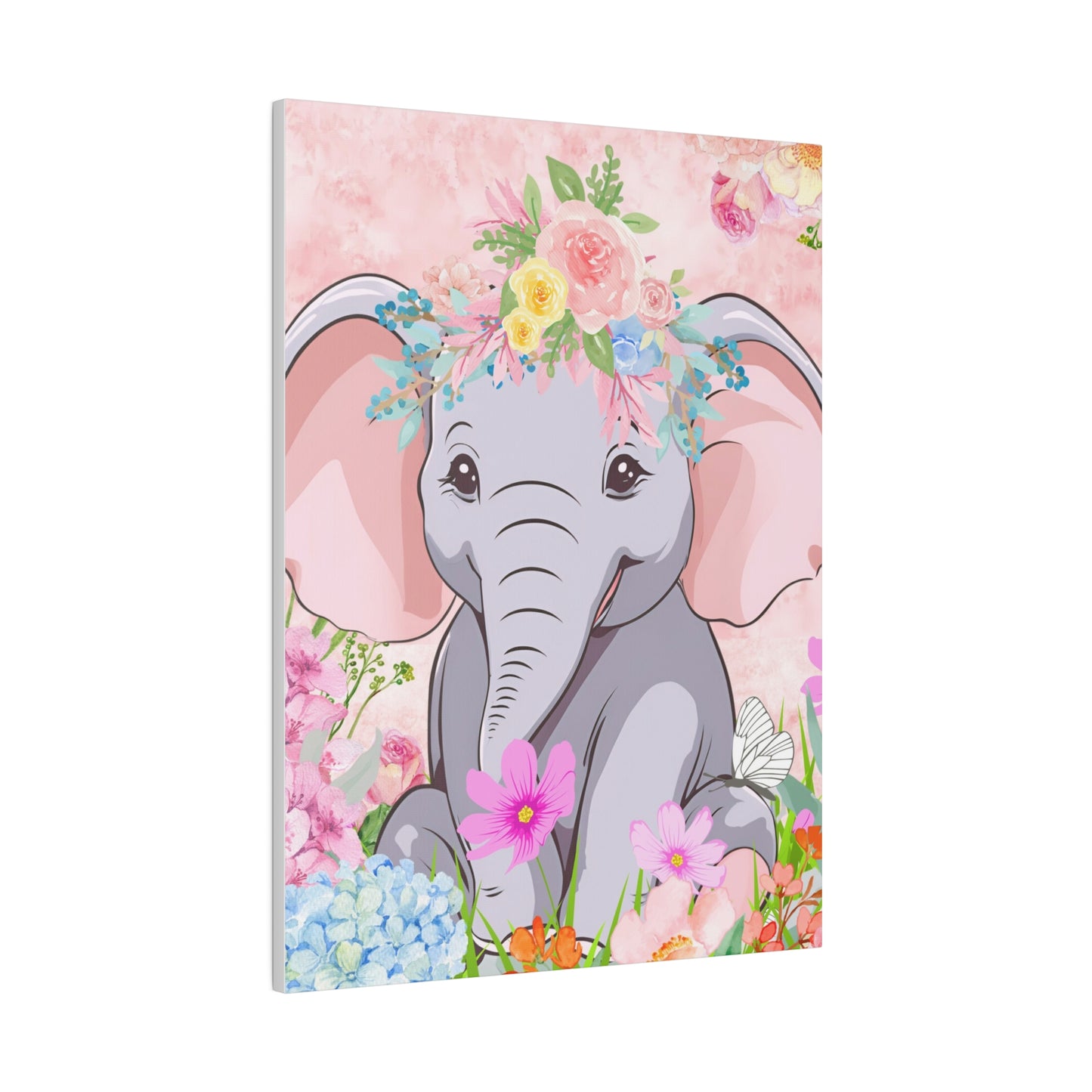 Happy  Elephant Matte Canvas, Stretched, 0.75"