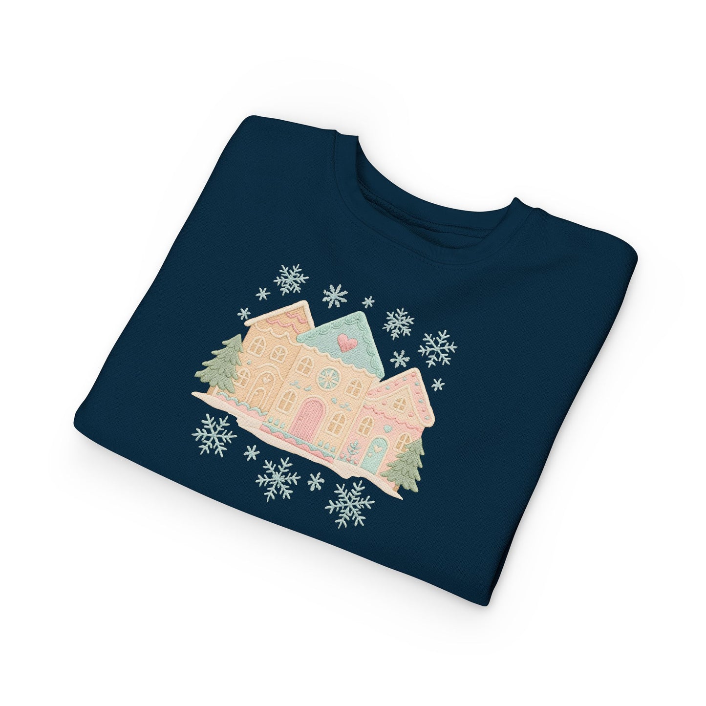 Toddler Sweatshirt — Pastel Holiday Houses Winter Crewneck