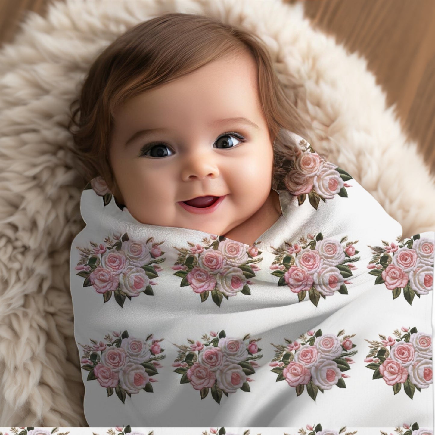 Rose Bouquet Baby Swaddle Blanket