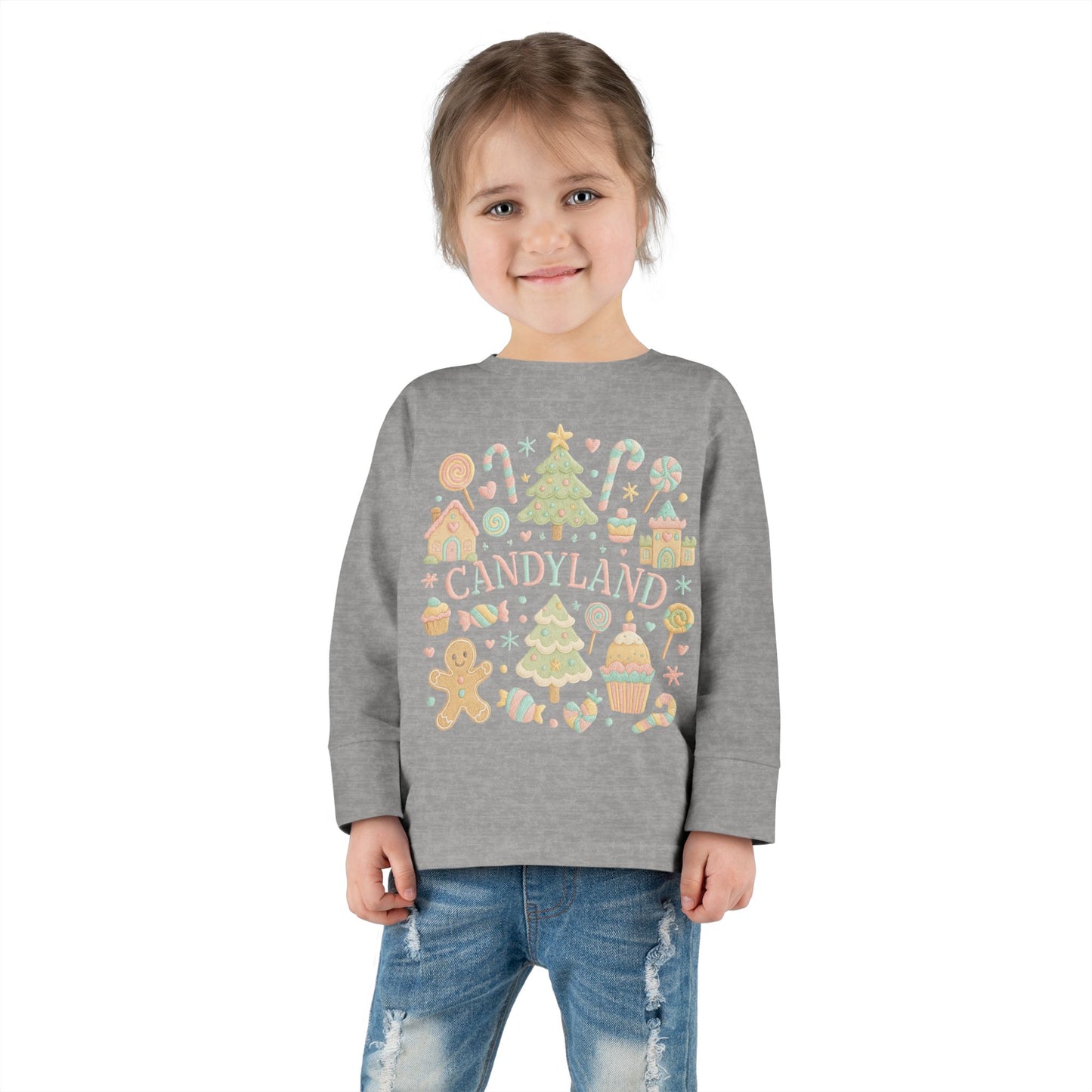Candyland Toddler Long Sleeve Tee — Christmas Gingerbread Holiday Shirt