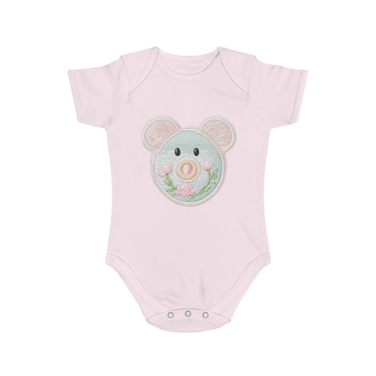 Pink/ Blue Pacifier Girl Short Sleeve Baby Bodysuit