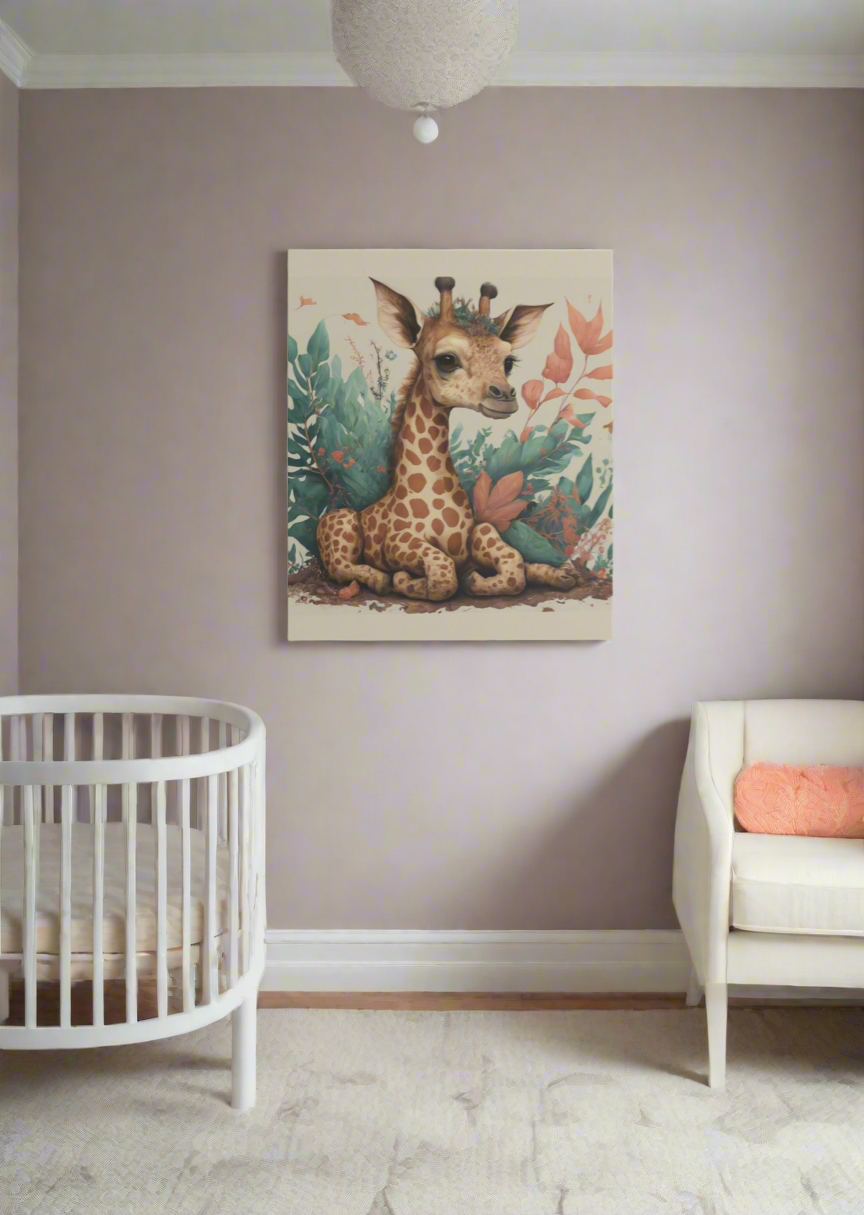 Canvas Print Baby Giraffe, Stretched 0.75”