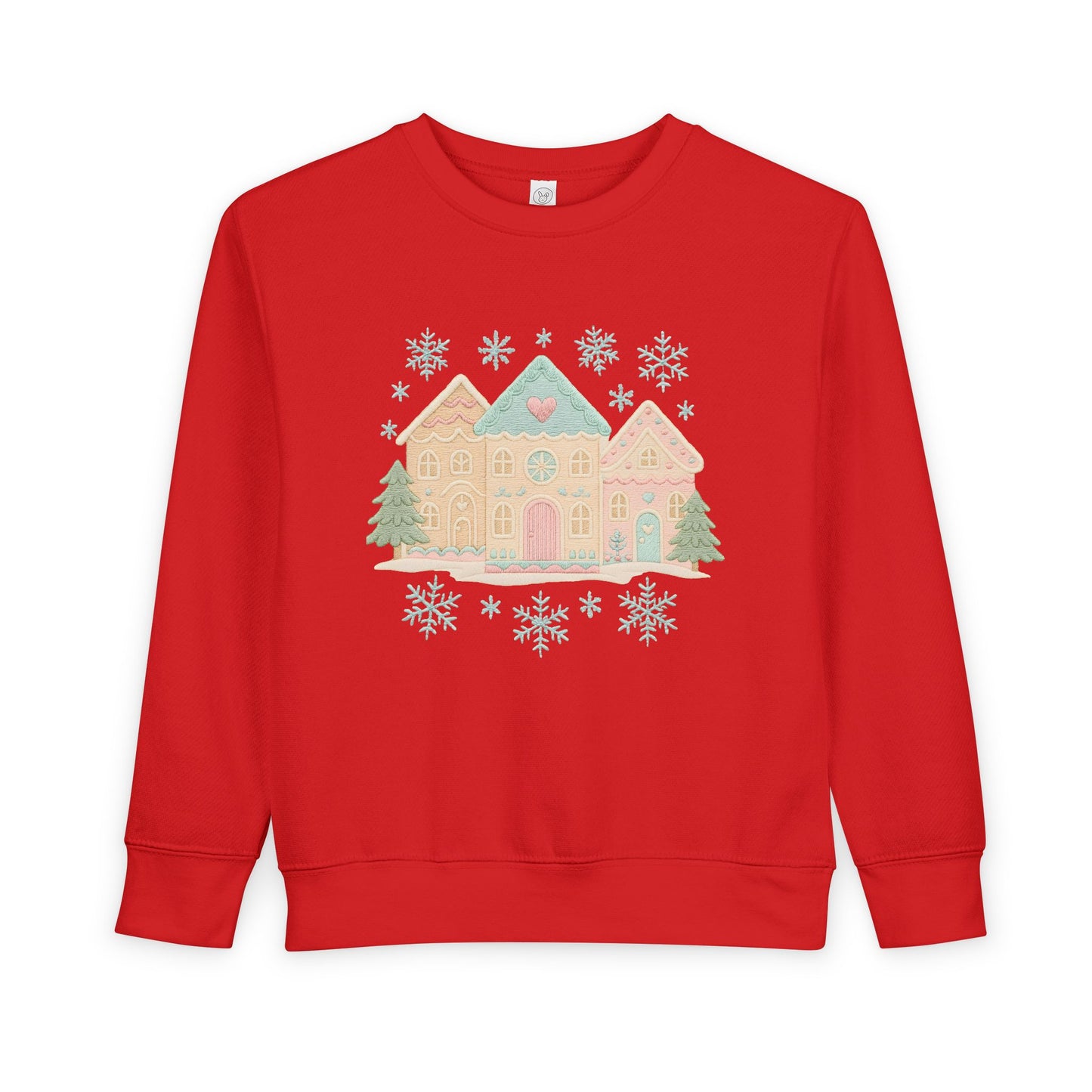 Toddler Sweatshirt — Pastel Holiday Houses Winter Crewneck