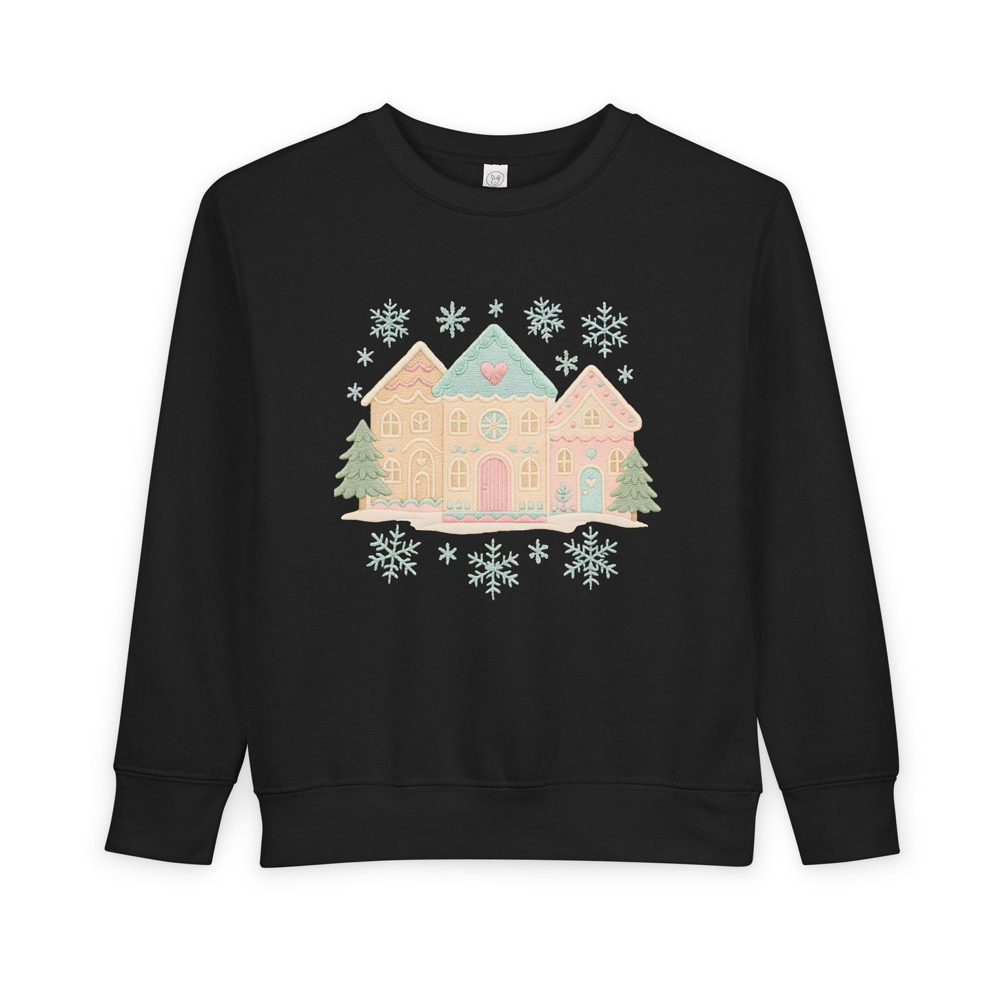 Toddler Sweatshirt — Pastel Holiday Houses Winter Crewneck