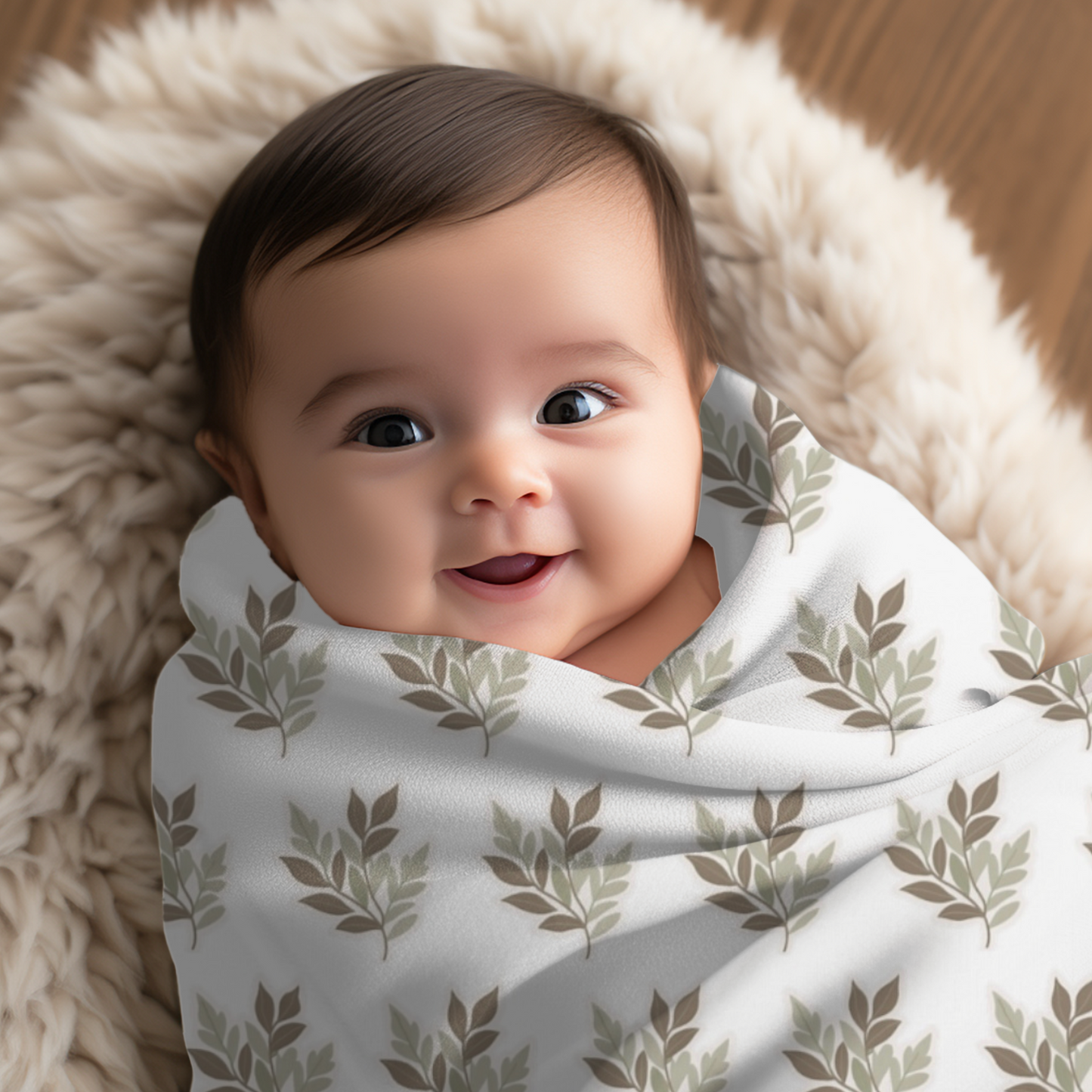 Brown Leaves Baby Swaddle Blanket