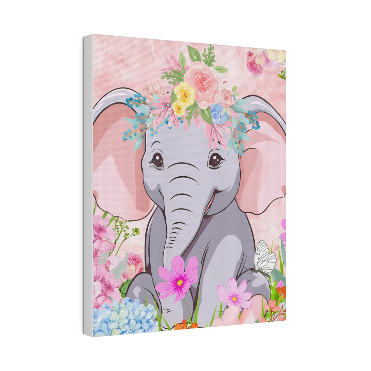 Happy  Elephant Matte Canvas, Stretched, 0.75"