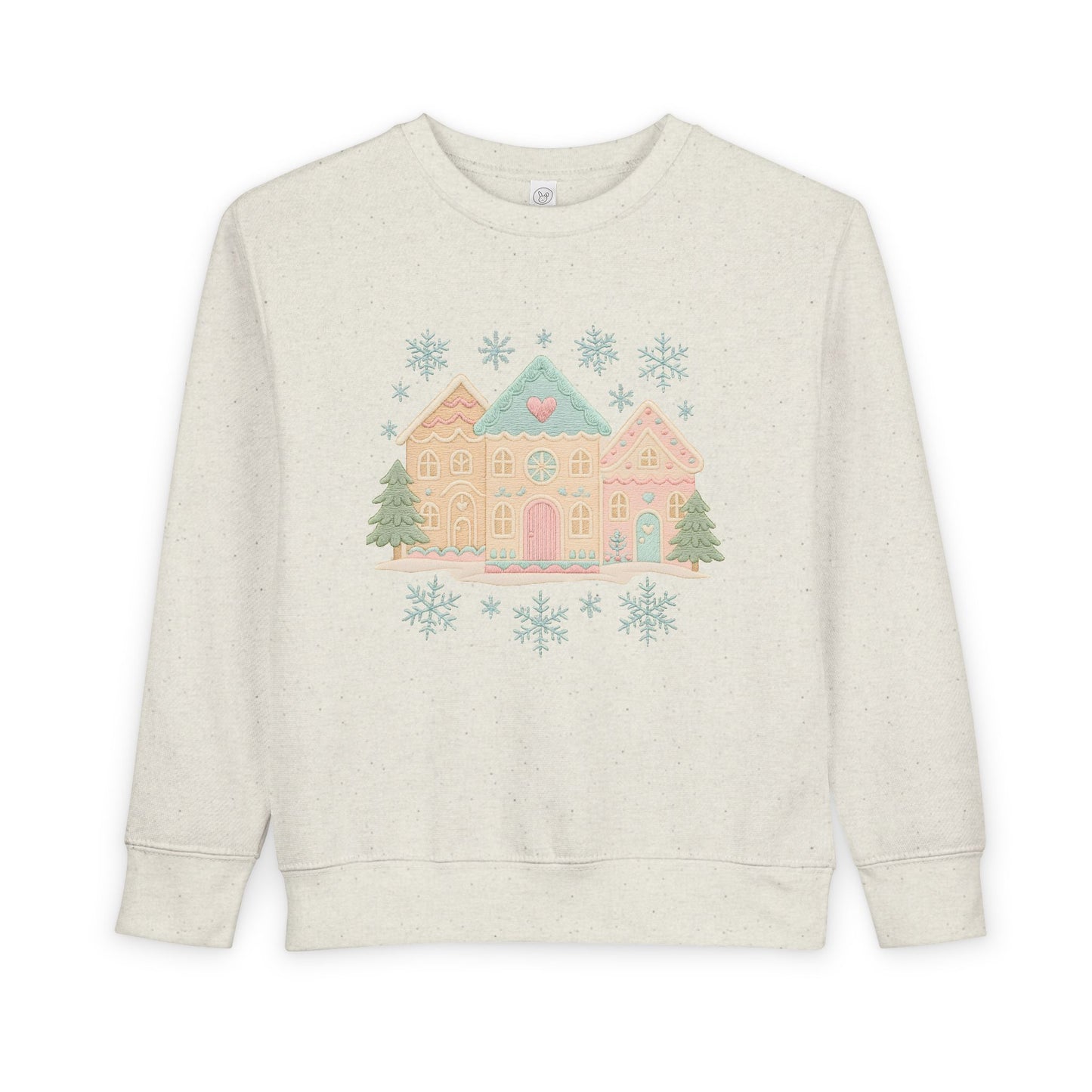 Toddler Sweatshirt — Pastel Holiday Houses Winter Crewneck