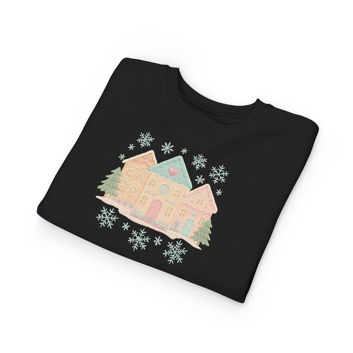 Toddler Sweatshirt — Pastel Holiday Houses Winter Crewneck