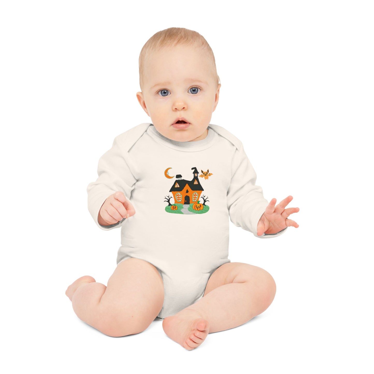 Haunted House Baby Long-Sleeve Organic Bodysuit