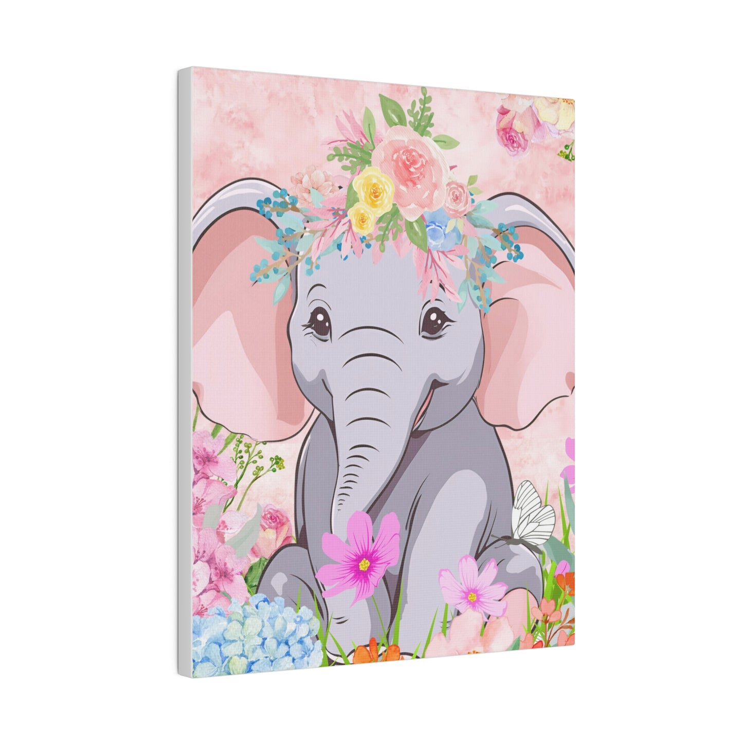Happy  Elephant Matte Canvas, Stretched, 0.75"