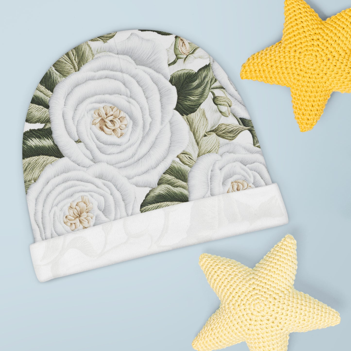 White Rose Baby Beanie