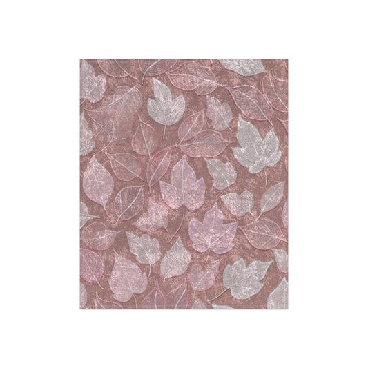 Pink Foliage Crushed Velvet Blanket