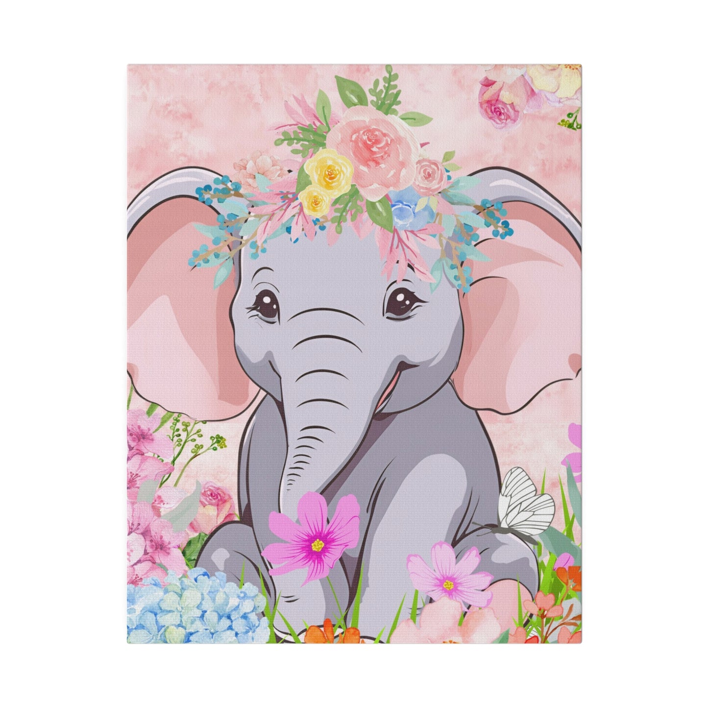 Happy  Elephant Matte Canvas, Stretched, 0.75"