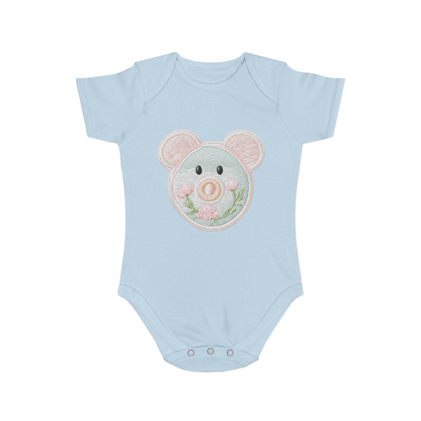 Pink/ Blue Pacifier Girl Short Sleeve Baby Bodysuit