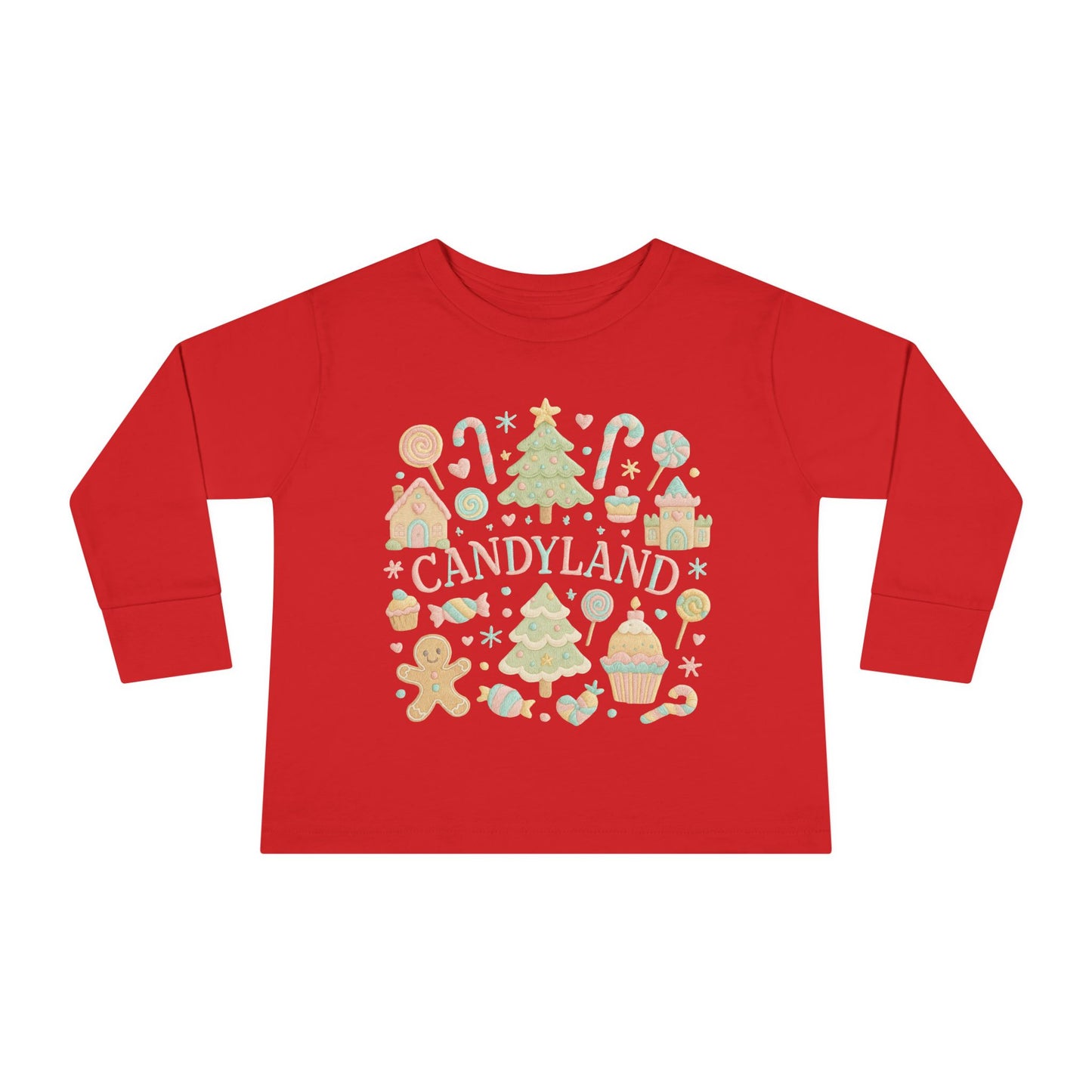 Candyland Toddler Long Sleeve Tee — Christmas Gingerbread Holiday Shirt