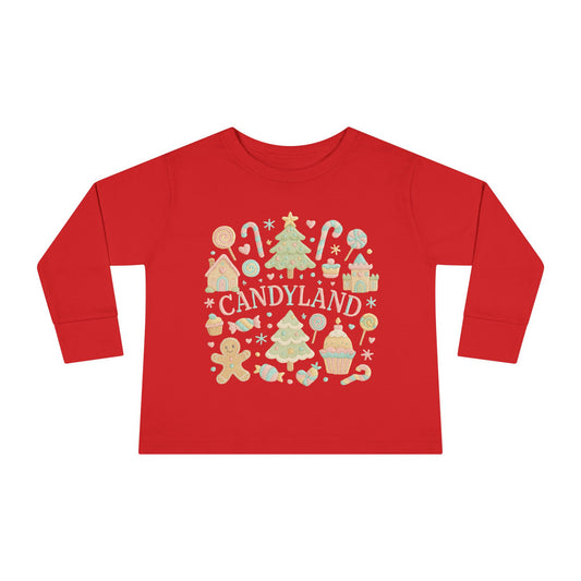 Candyland Toddler Long Sleeve Tee — Christmas Gingerbread Holiday Shirt