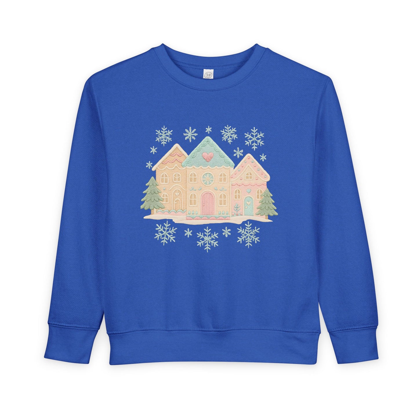 Toddler Sweatshirt — Pastel Holiday Houses Winter Crewneck