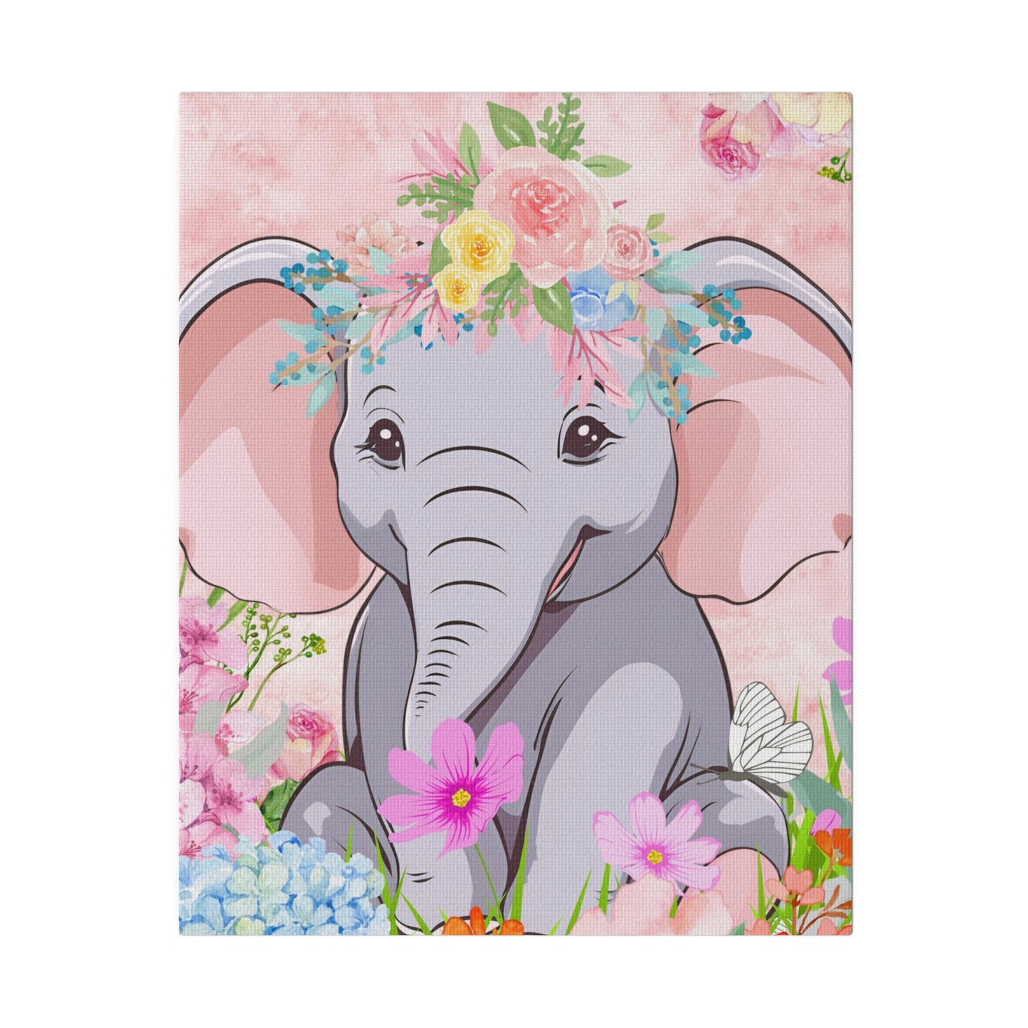 Happy  Elephant Matte Canvas, Stretched, 0.75"