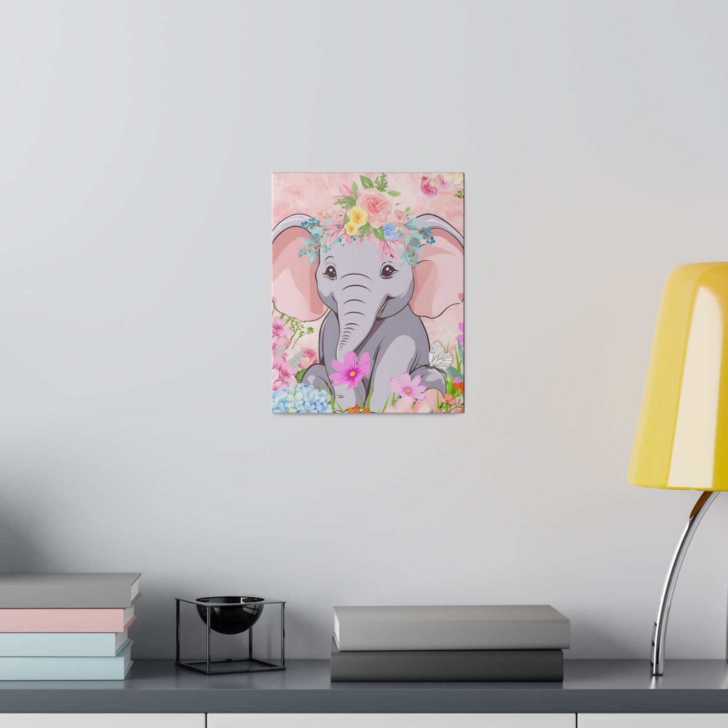 Happy  Elephant Matte Canvas, Stretched, 0.75"