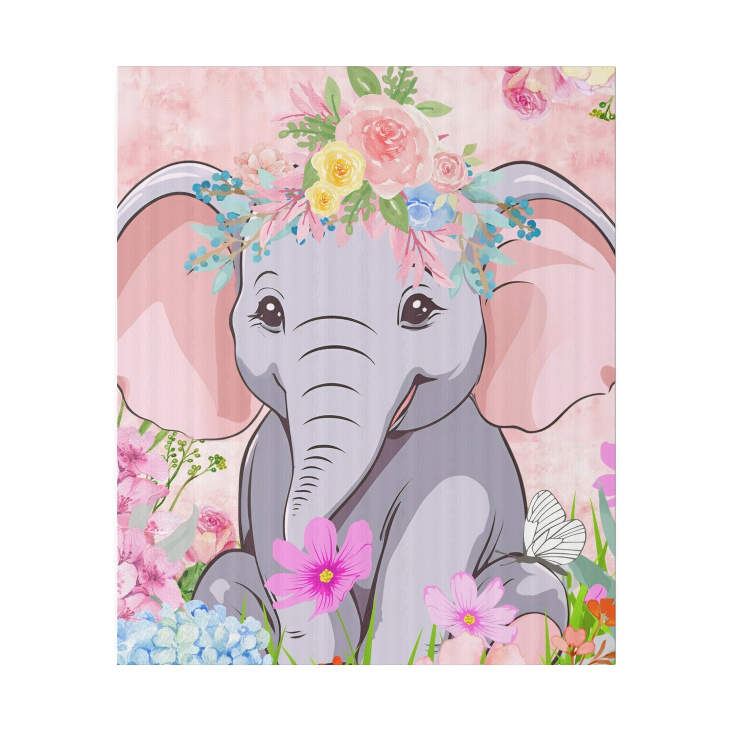 Happy  Elephant Matte Canvas, Stretched, 0.75"