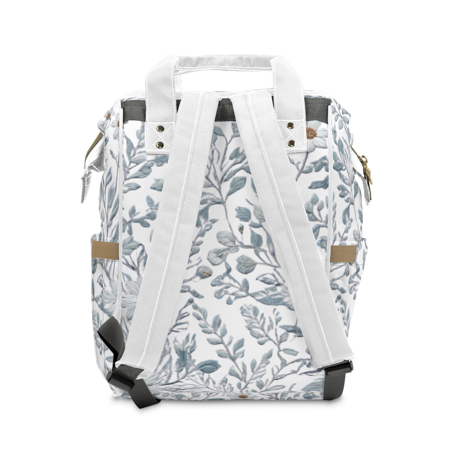 Blue Foliage and Flowers Multifunctional Diaper Bag