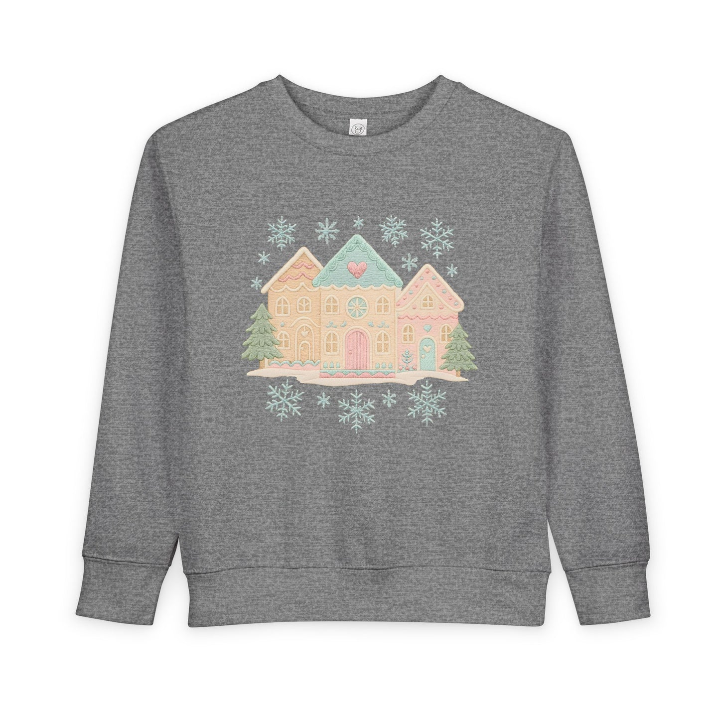 Toddler Sweatshirt — Pastel Holiday Houses Winter Crewneck
