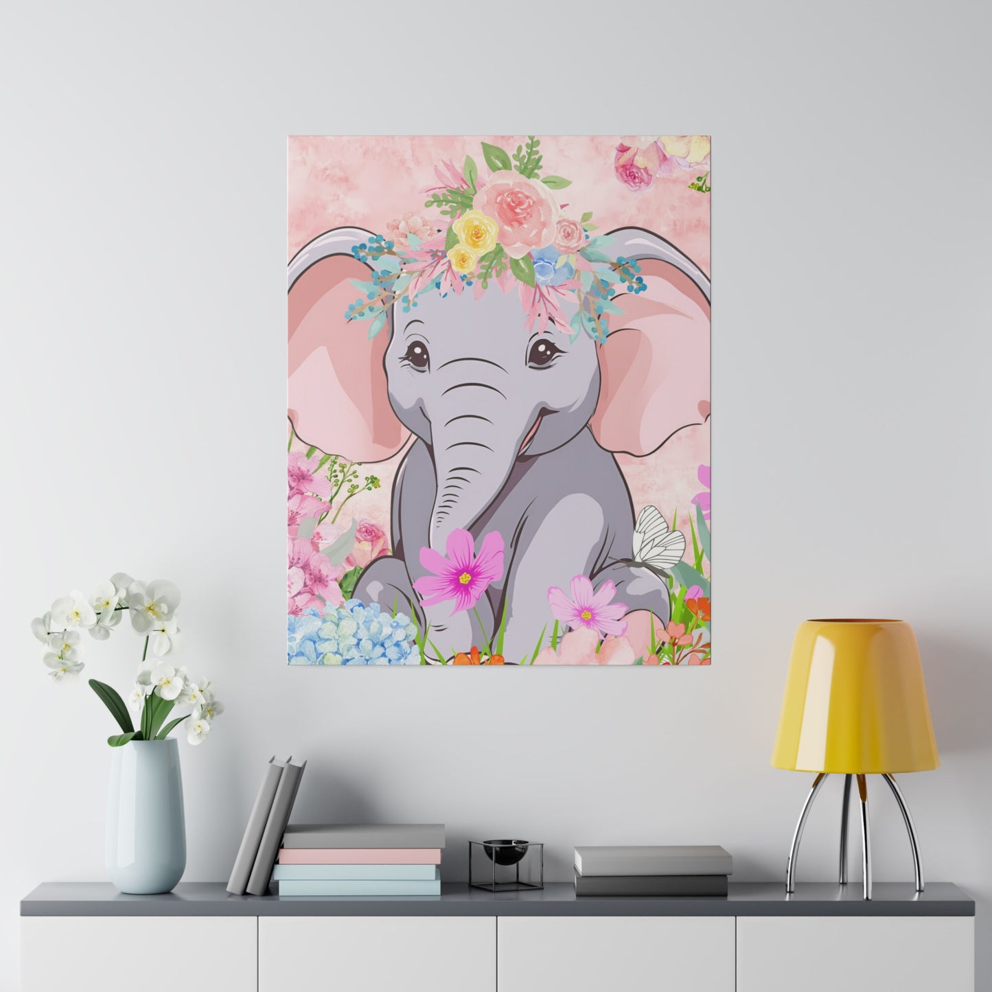 Happy  Elephant Matte Canvas, Stretched, 0.75"