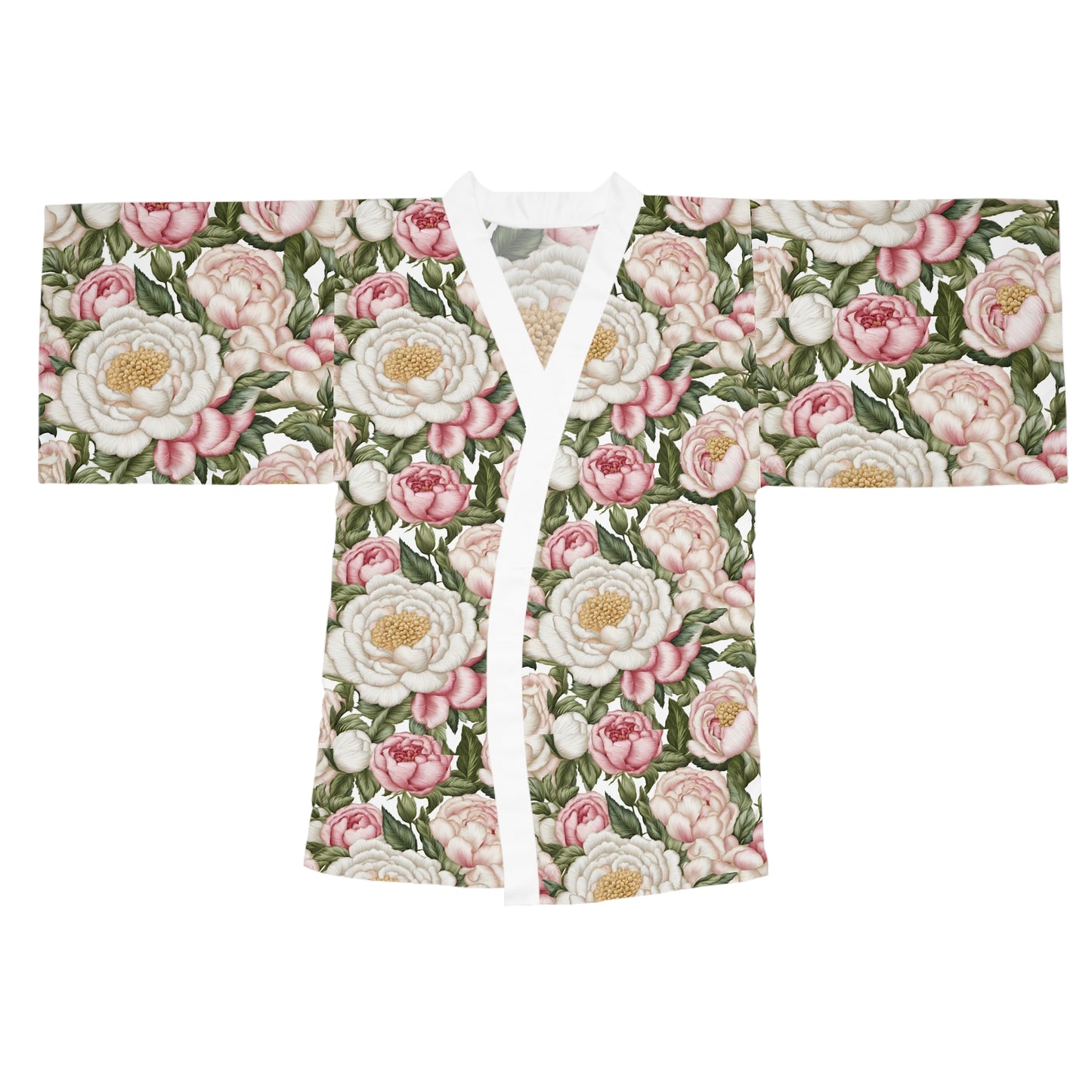 Roses, Flowers and Peonies Matching Long Sleeve Kimono Robe