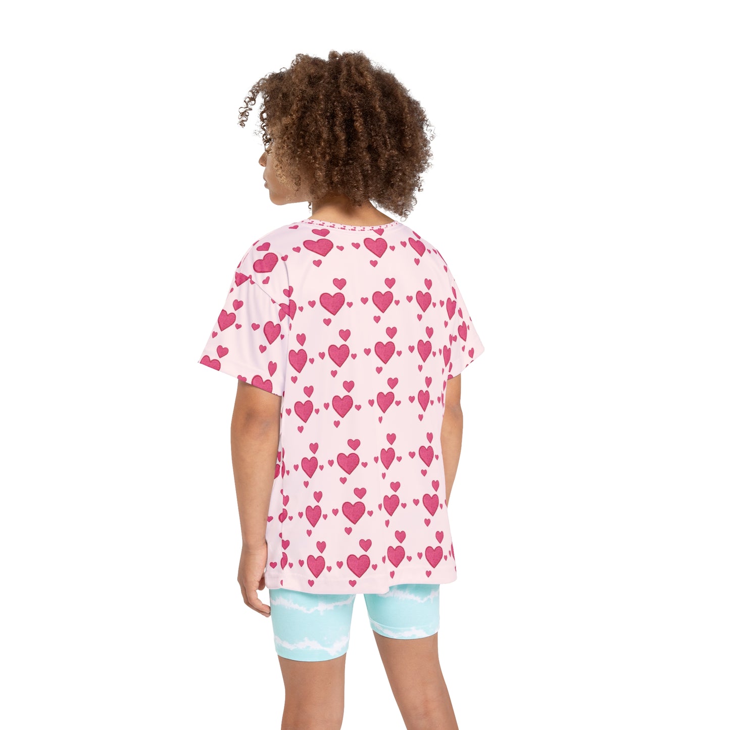 Girl Jersey Sports Shirt with Pink Hearts Design