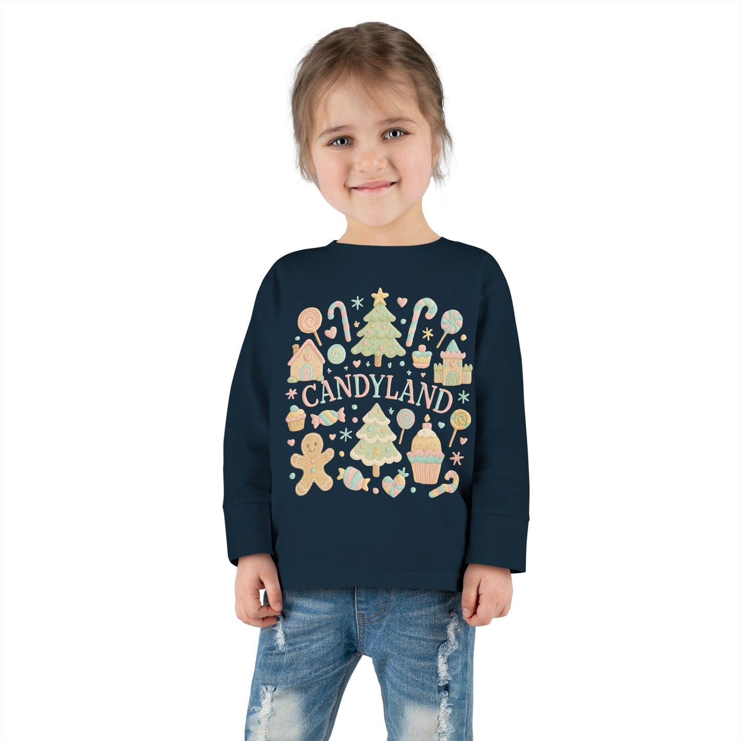 Candyland Toddler Long Sleeve Tee — Christmas Gingerbread Holiday Shirt