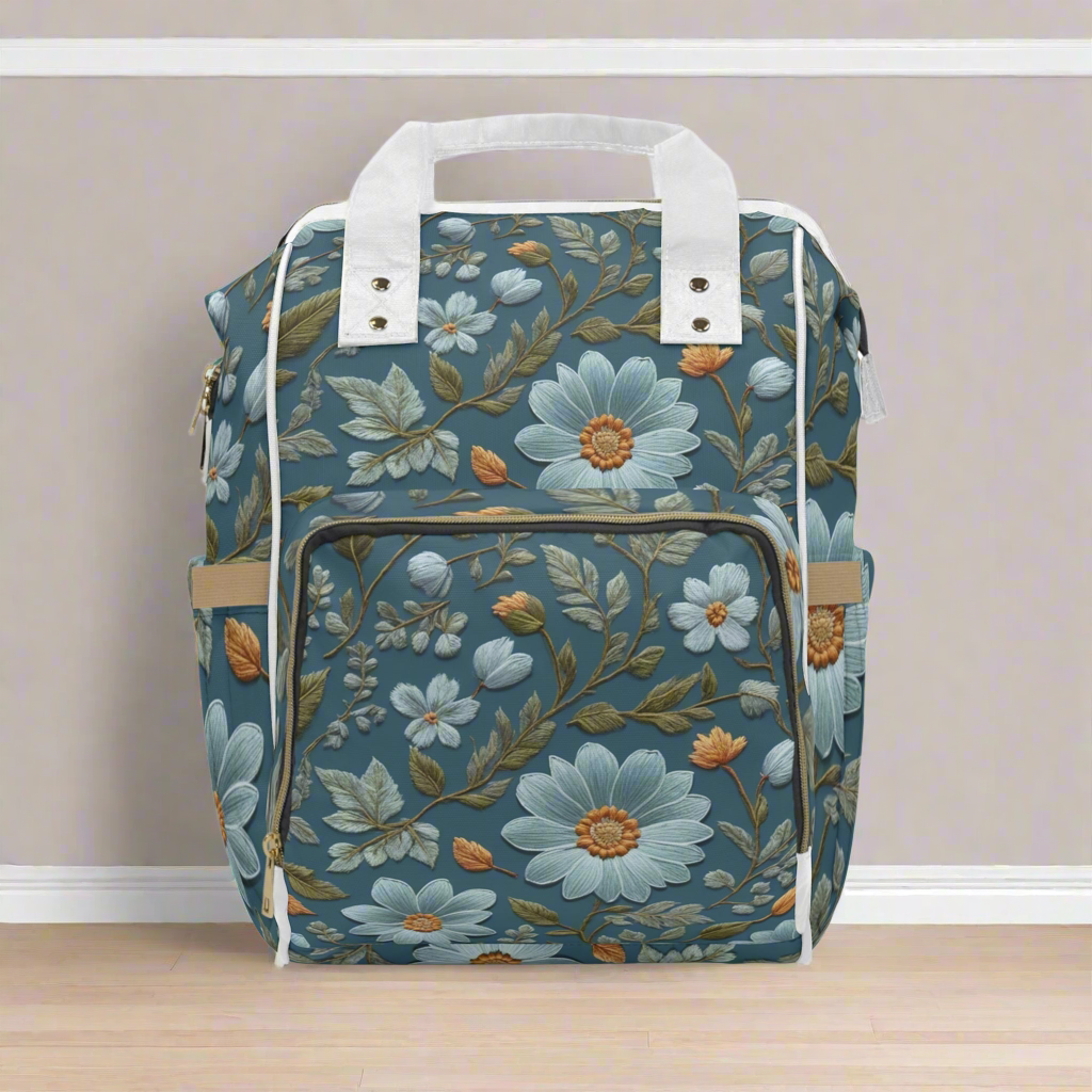 Leaves and Flowers Multifunctional Diaper Backpack