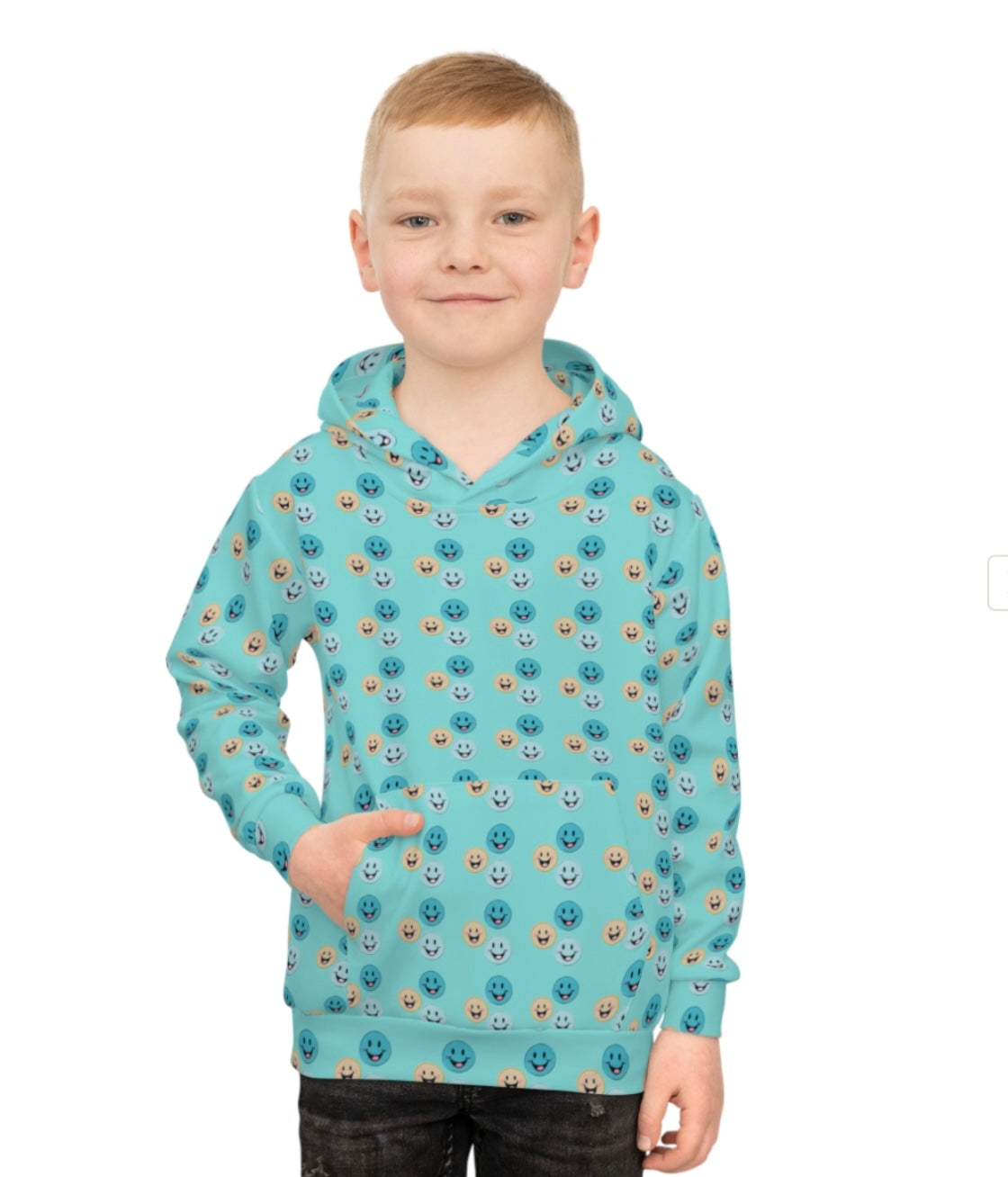 Children's Hoodie - Happy Face Blue and Yellow