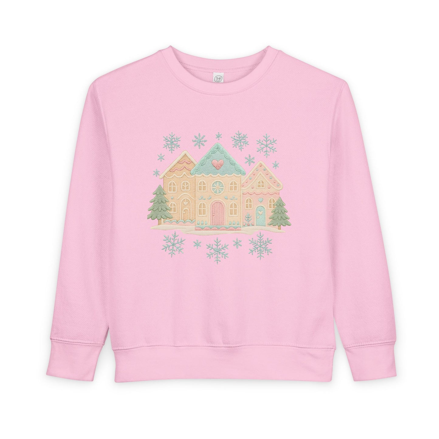 Toddler Sweatshirt — Pastel Holiday Houses Winter Crewneck