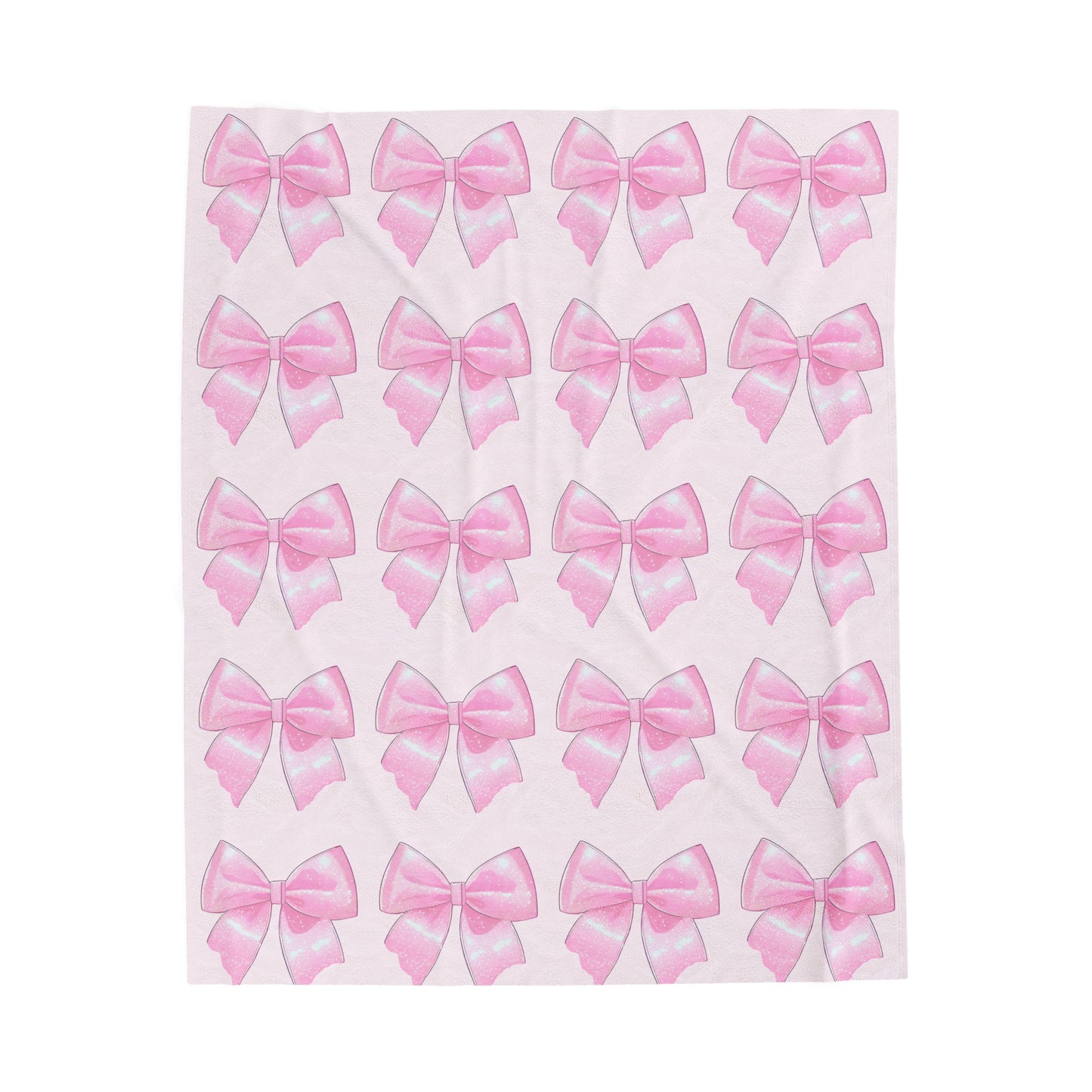 Pink Bow Coquette Velveteen Plush Blanket