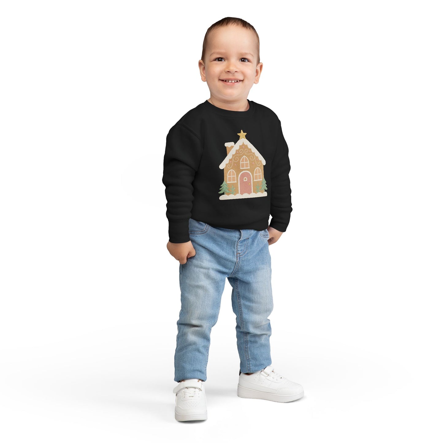 Toddler Sweatshirt - Cute Gingerbread House Christmas Pullover for Kids