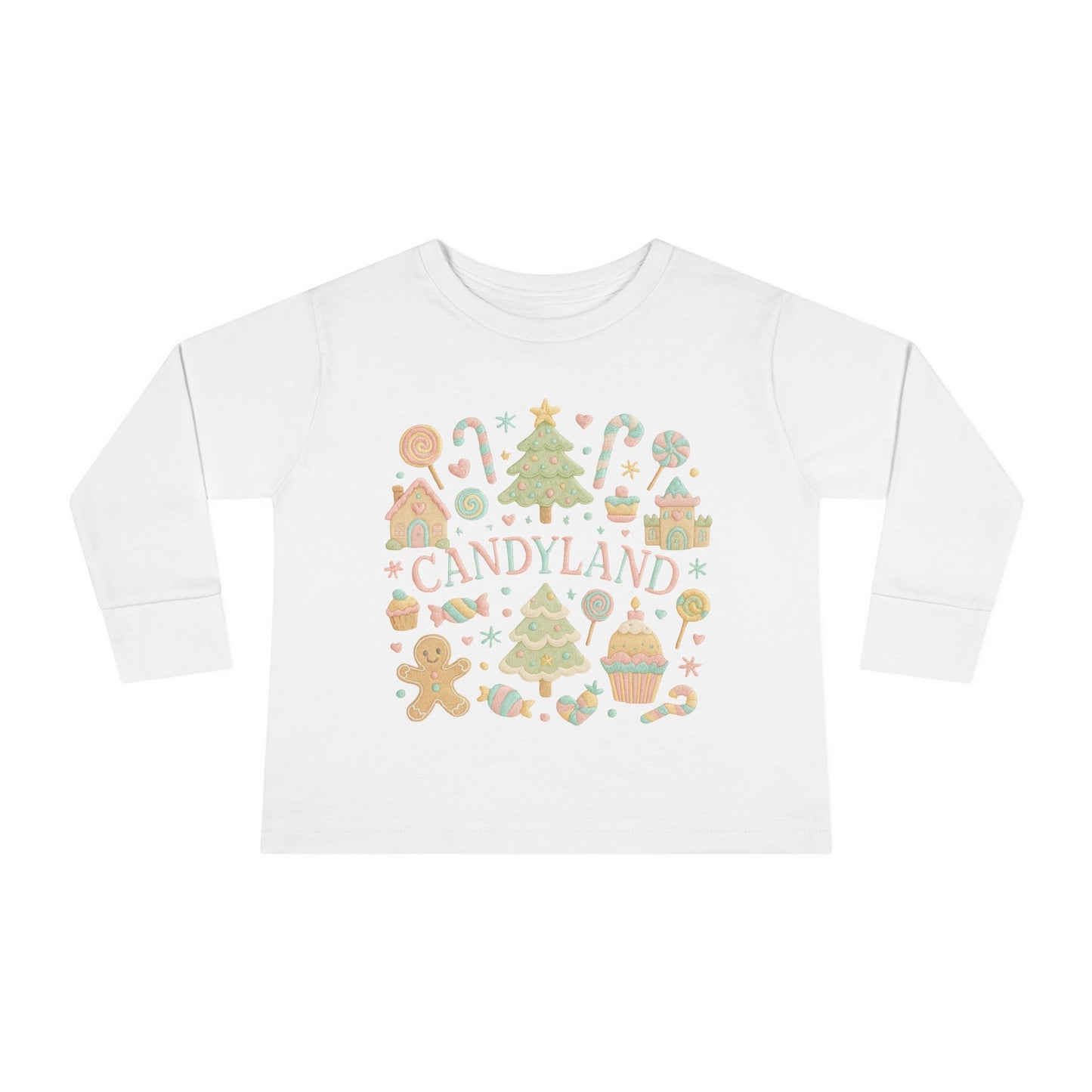 Candyland Toddler Long Sleeve Tee — Christmas Gingerbread Holiday Shirt
