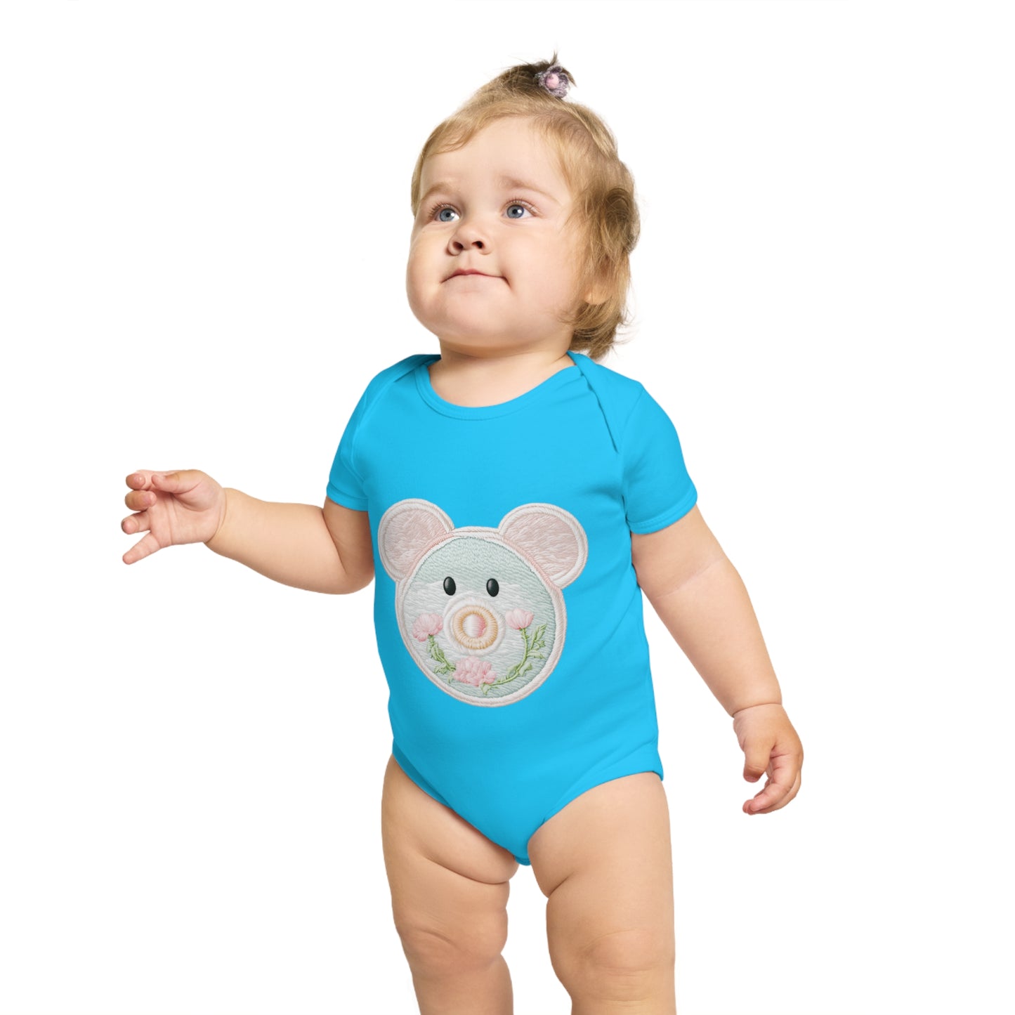 Pink/ Blue Pacifier Girl Short Sleeve Baby Bodysuit