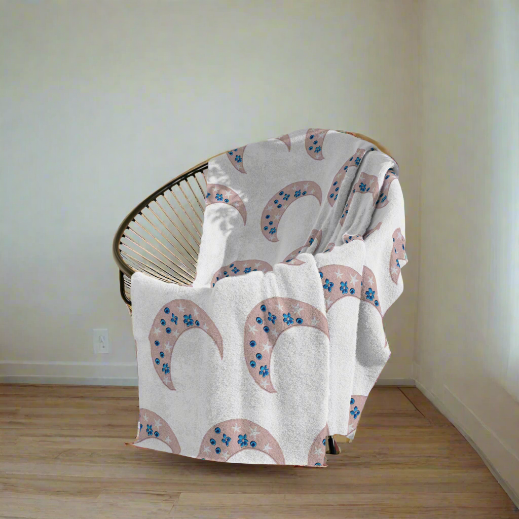 Pink Moon Velveteen Minky Blanket